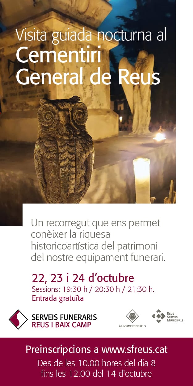 Les visites guiades nocturnes al Cementiri General de Reus tornen el 22, 23 i 24 d’octubre 